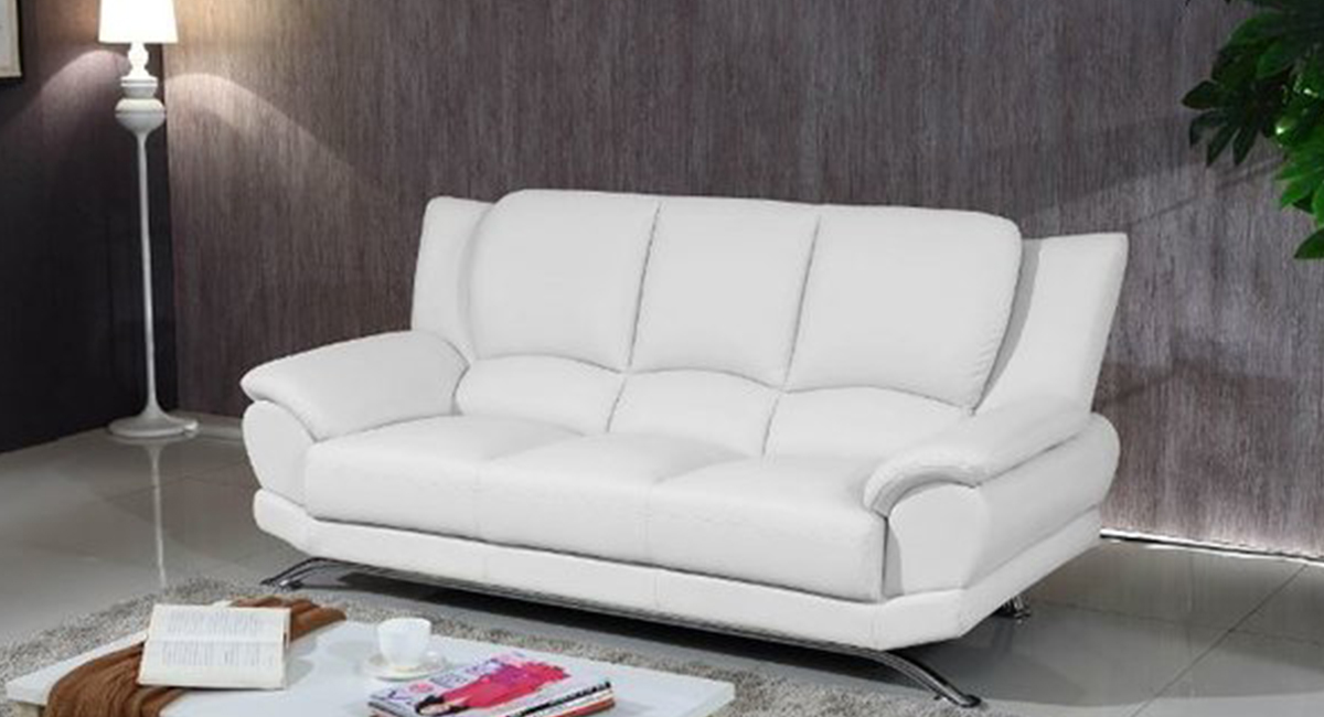 Milano Modern Leather Sofa Set White