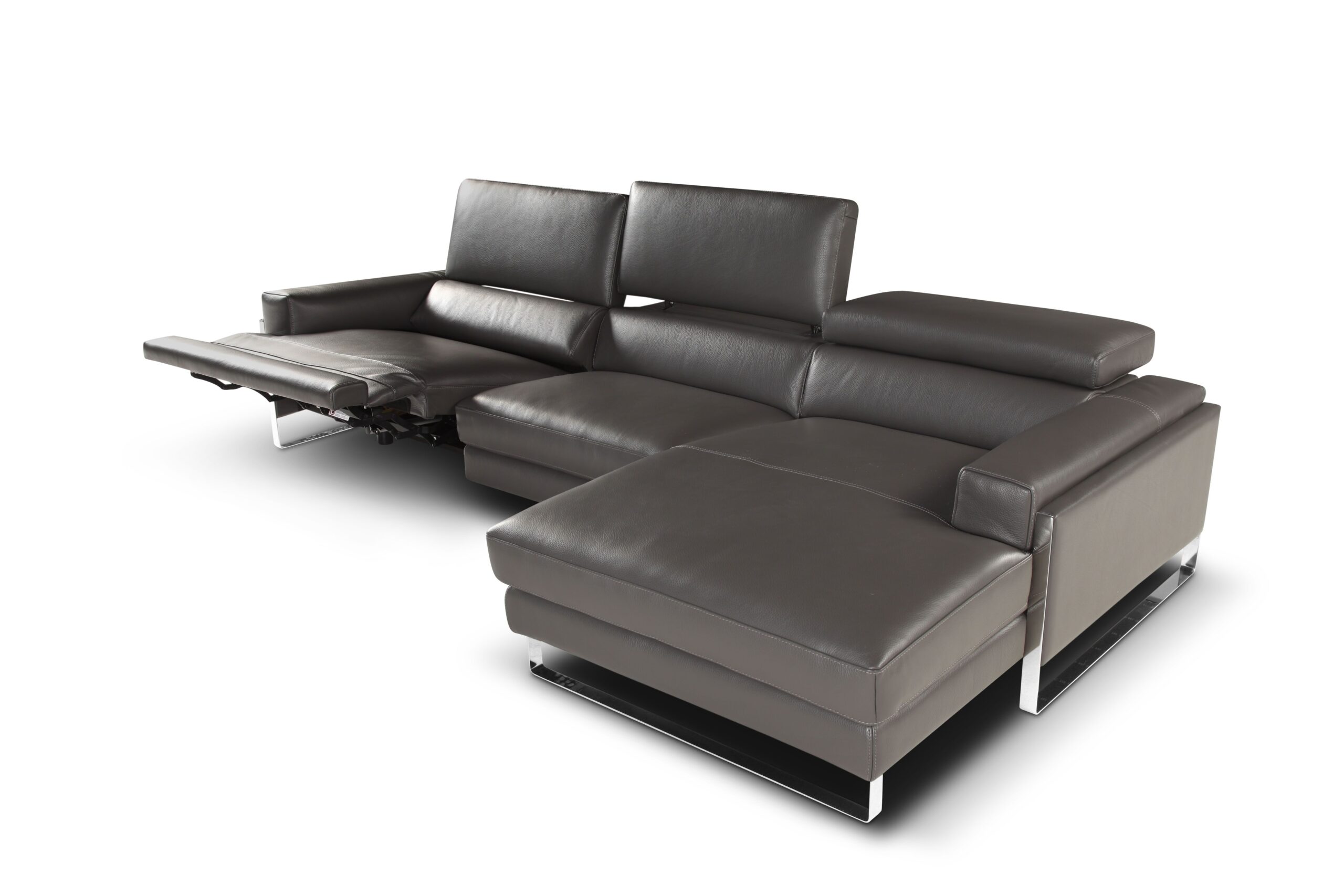 nicoletti lipari grey italian leather 3 seater sofa