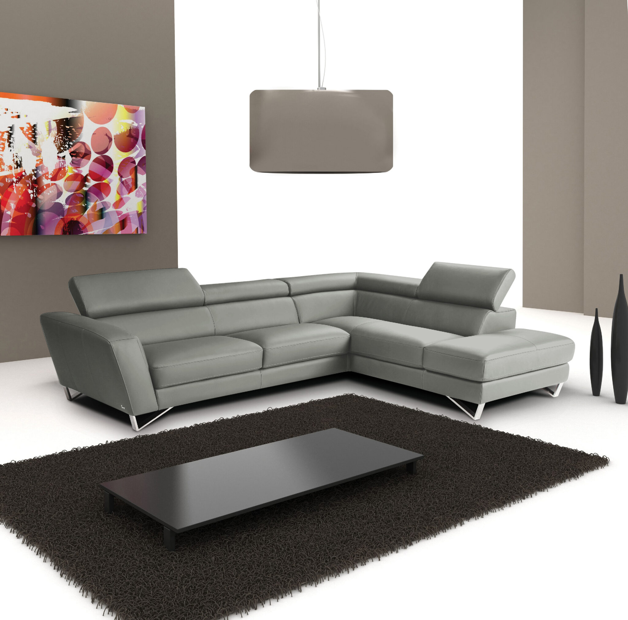 DIVSparta Leather Sectional LightGrey By Nicoletti (Italy) matisseco