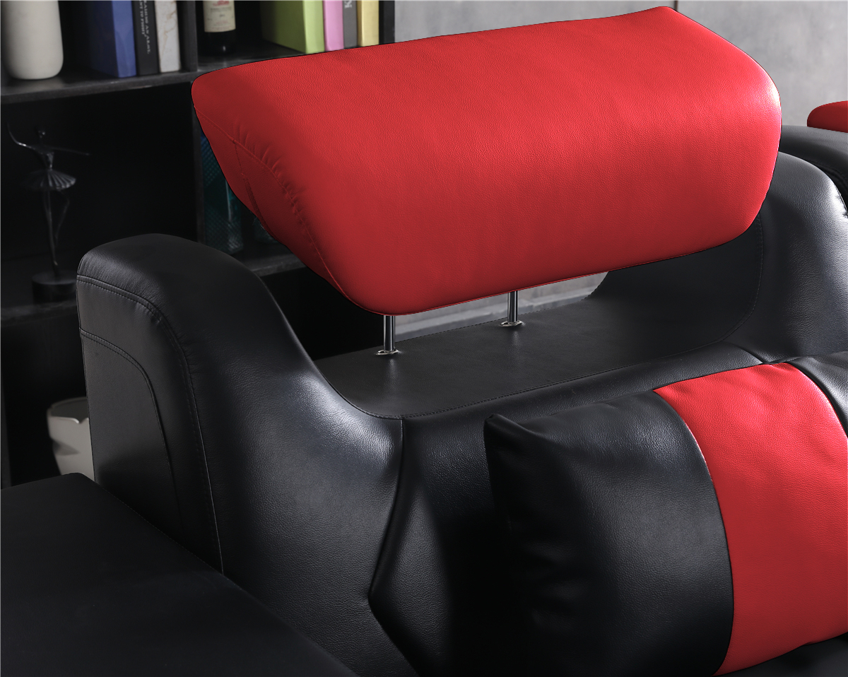 Modern Red and Black Bonded Leather Sectional - Astra