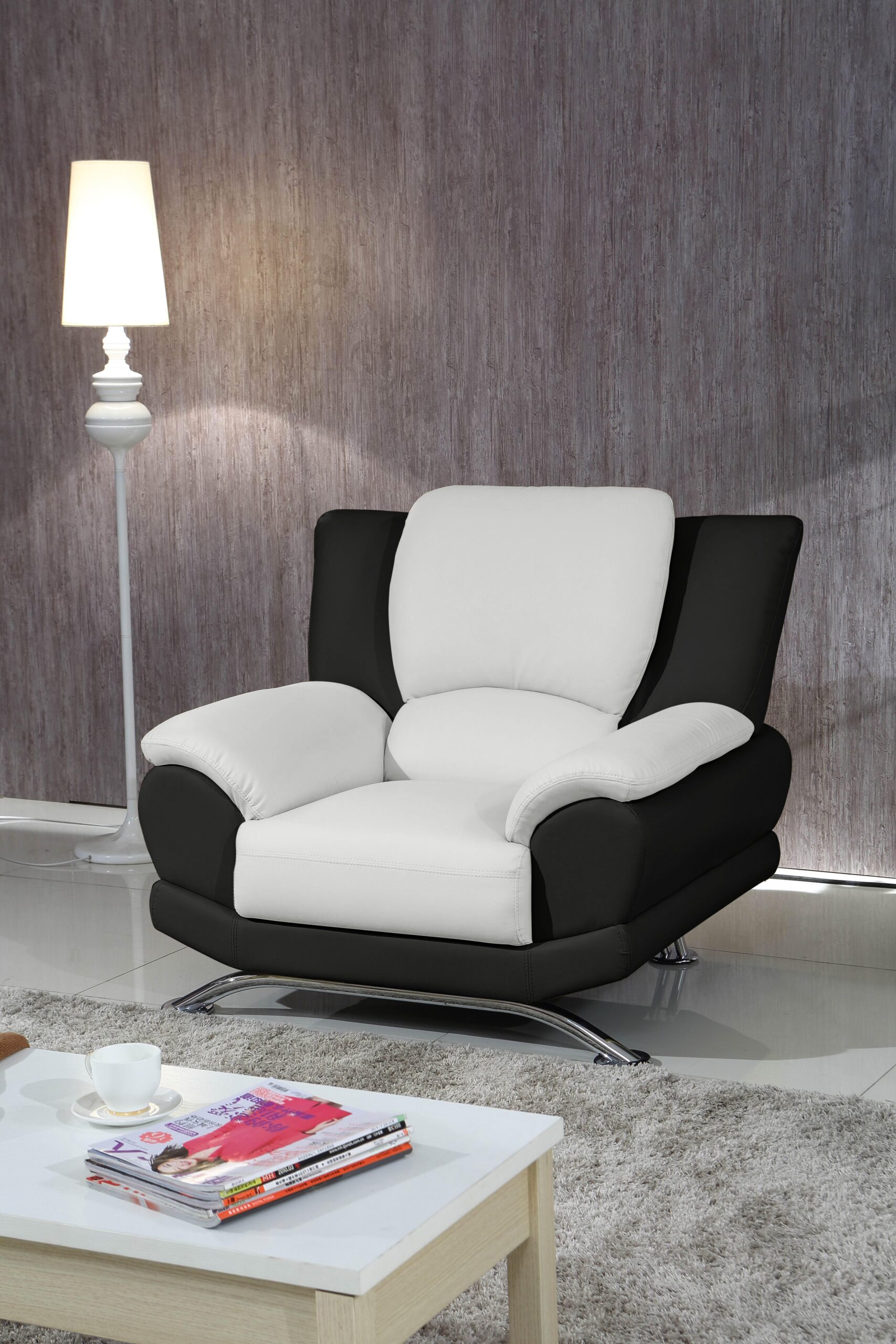 Milano Leather Sofa Set Black White
